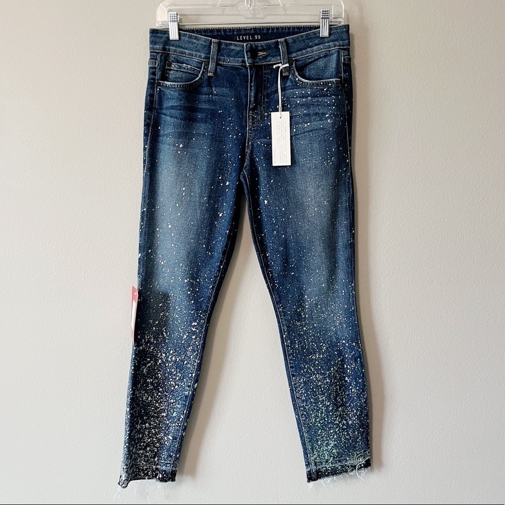 Level 99 for Evereve Amber Slouchy Skinny Jeans Galaxy Splatter Print Size 26 - Picture 5 of 14
